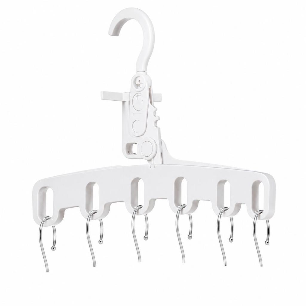Portable Five-Hole Folding Clothes Hanger for Travel, Dormitory, Hotel, and Indoor Drying.