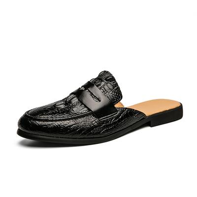 Mules Men Shoes Leather Half Shoes For Men Backless Loafers Slippers Mens Semi-Drag Casual Shoes Man Slides Closed Toe Sandals