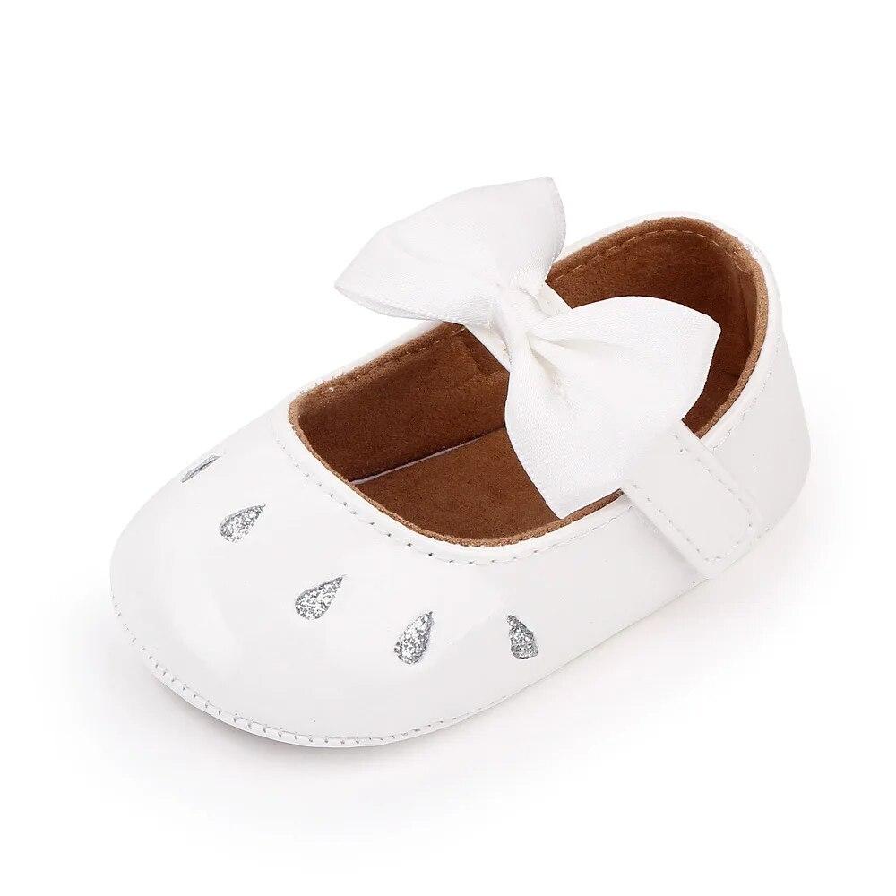 Baby Girl Princess Dress Shoes, Shiny Leather Bowknot Mary Jane Flats with Non-Slip Soft Sole