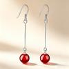 925 Sterling Silver Fashion Temperament Tassel Black and Red Manau Earrings Birthday Party Anniversary Gift