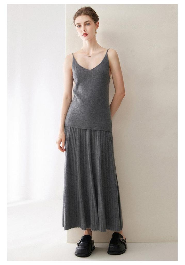 Women's Cashmere V-Neck Sweater Vest - Autumn/Winter Style