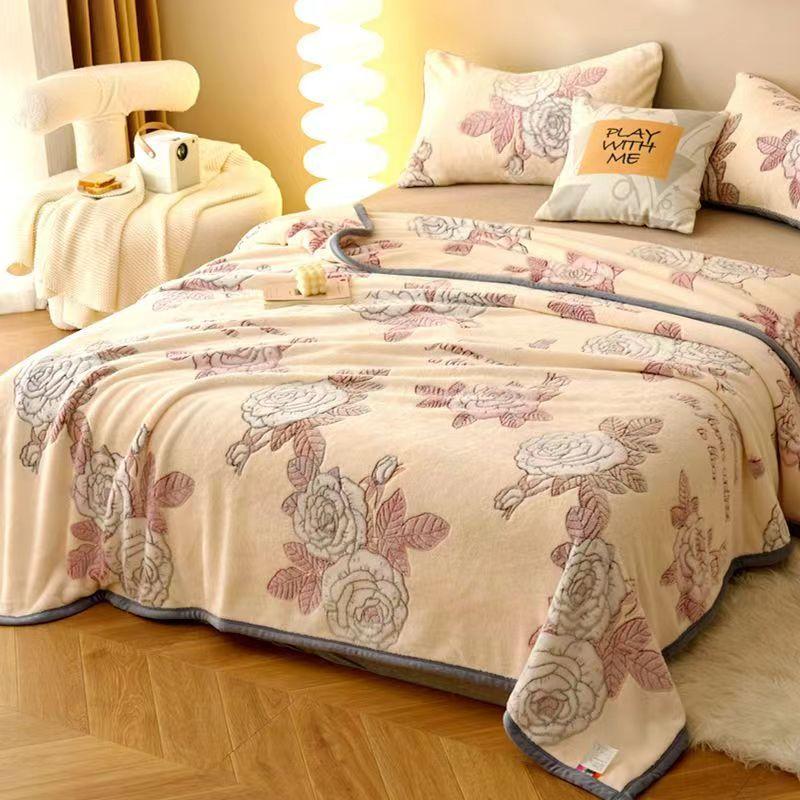 Decke Winter Verdickung Warme Korallen Fleece Blätter Schlafzimmer Einfache Bettwäsche Hohe Qualität