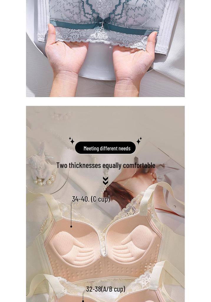 Lace Wire-Free Adjustable Push-Up Bra for Small Bust - Seamless, Breathable, Anti-Sagging Women's Underwear