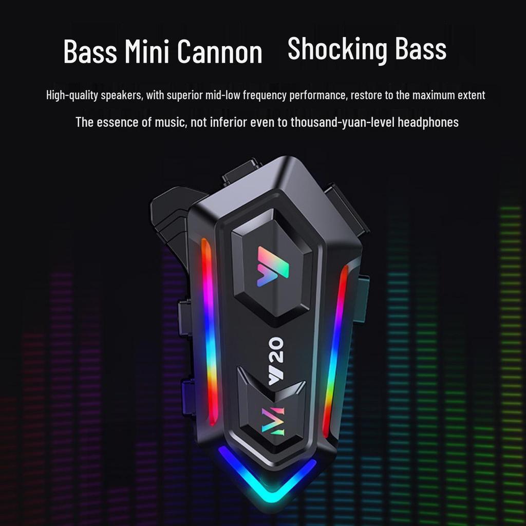Y20 Bluetooth Full-Face Helmet Headset with RGB Lights and Heavy Bass