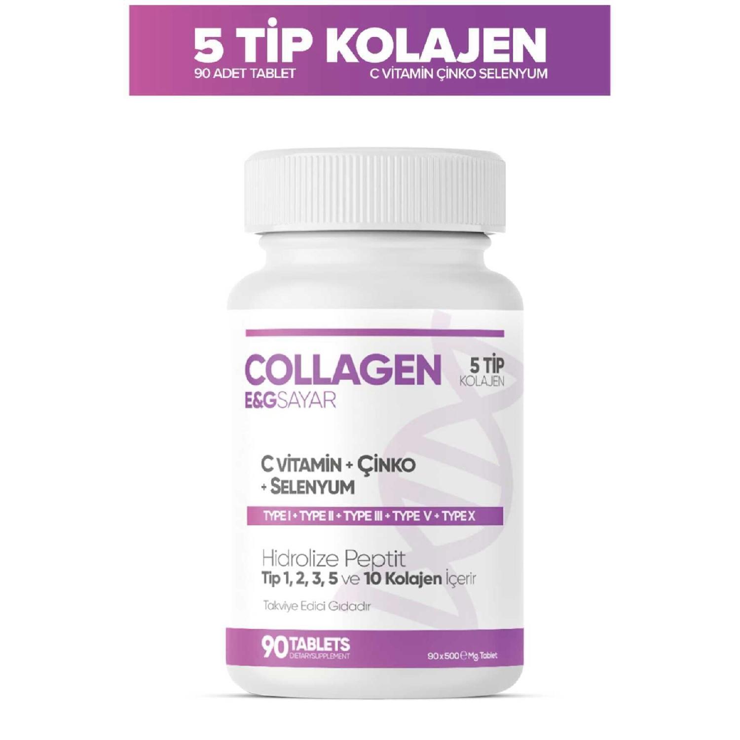 

5 Types Of Collagen Hydrolyized Peptide 90 Tablets