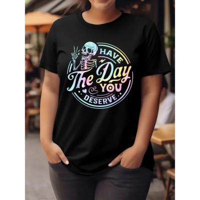New Summer Human Skeleton Print Cotton Woman T-shirt Y2k Fun Cartoon Graphic Summer Fashion Casual Couple Street Top T-shirt