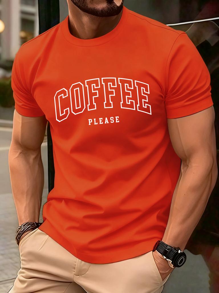 Coffee Please Printed Men T Shirts Hip Hop AllMatch Short Sleeve Cotton Summer Clothes Casual Oversize Trendy Sportswear