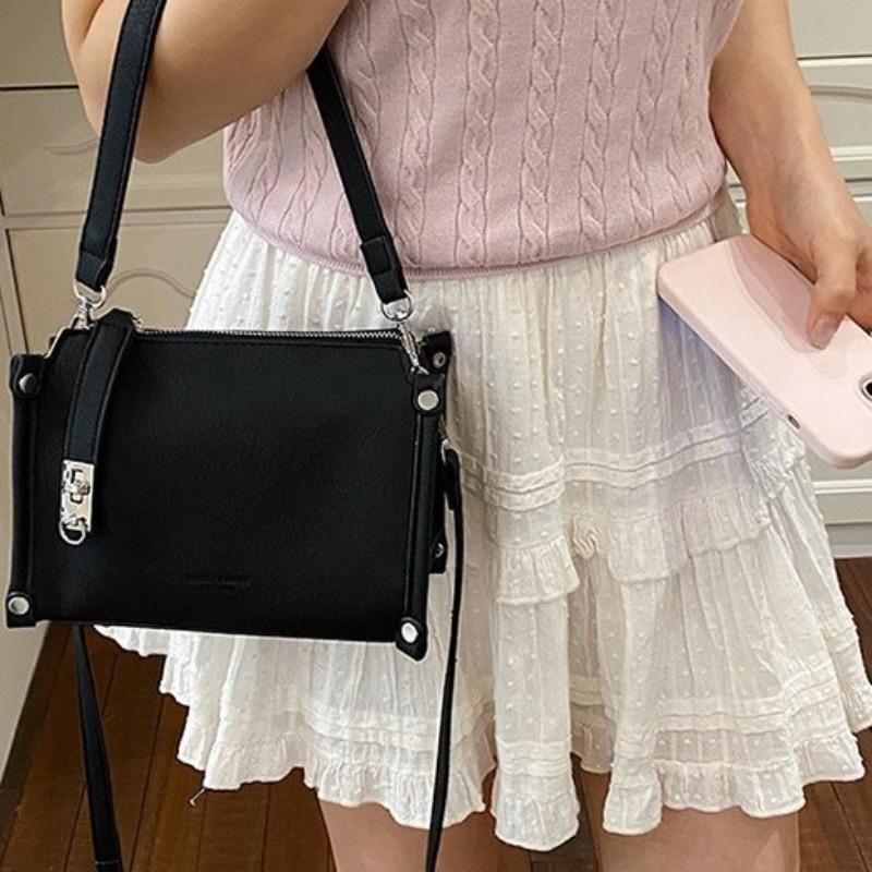 Summer new fashion soft box lock women's bag solid color casual shoulder crossbody armpit hand bag