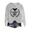 Women's Fashion Round Neck Pullover Top Long Sleeve Tee Printed Sweatshirt