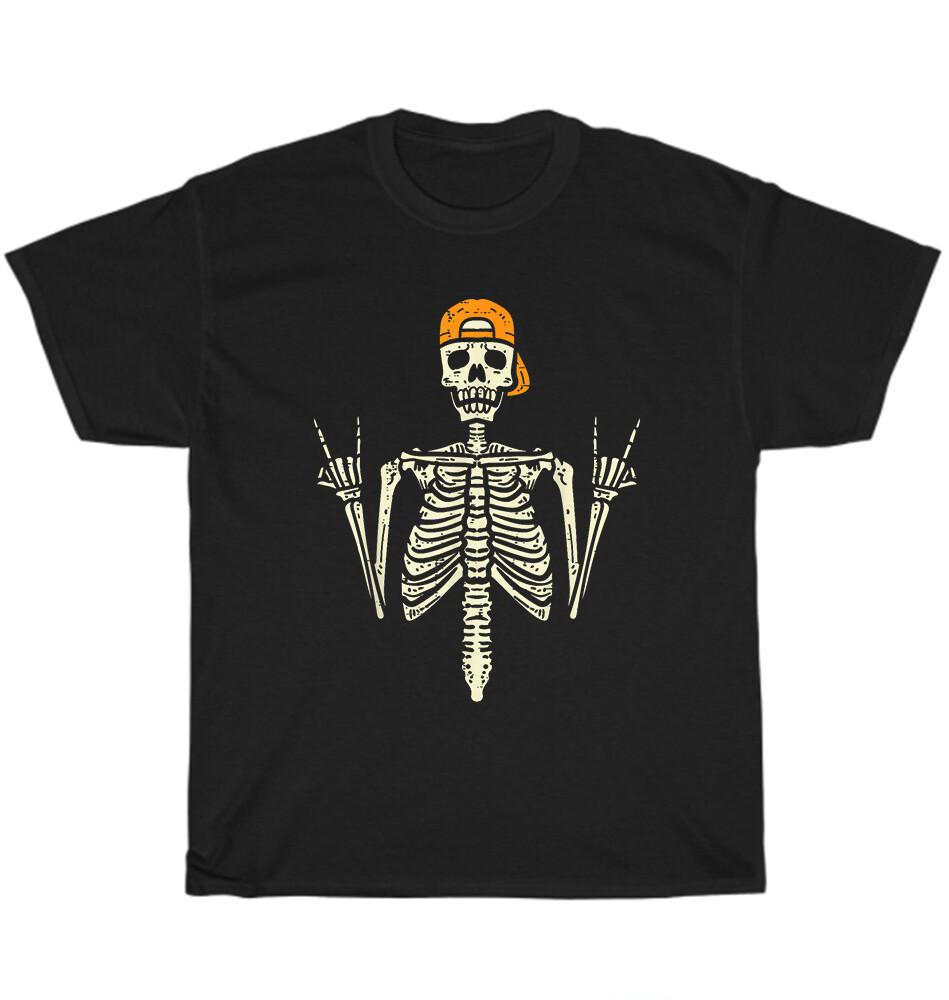 

Rocker Skeleton Cap Skater Cool Halloween Punk Rock T-Shirt Unisex Tee Gift NEW L