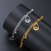 Teamer Stainless Steel Lotus Flower with Clear Zircon Bracelet for Women Figaro Chain Bracelet Amulet Jewelry Mother's Day Gift