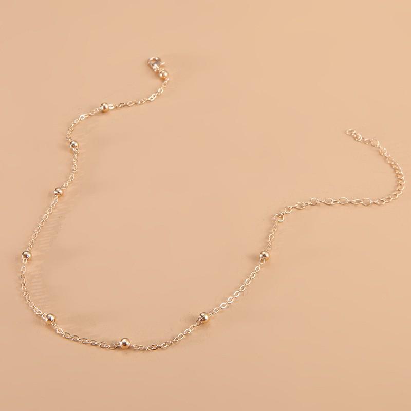 

Модное женское ожерелье на ключицу в европейском и американском стиле с простыми круглыми бусинами золотой