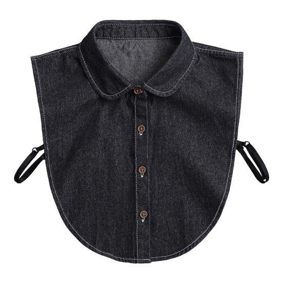 

Denim Fake Easy Collar Sweaters Dresses Button-On Shirt Collar Lapel Women Jackets Layering Accessory