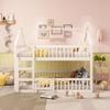 Wood Frame Family Loft Bed Stable Base Bunk with Ladder Falling Protection Strong Baby Cot Load Bearing Bedroom Furniture