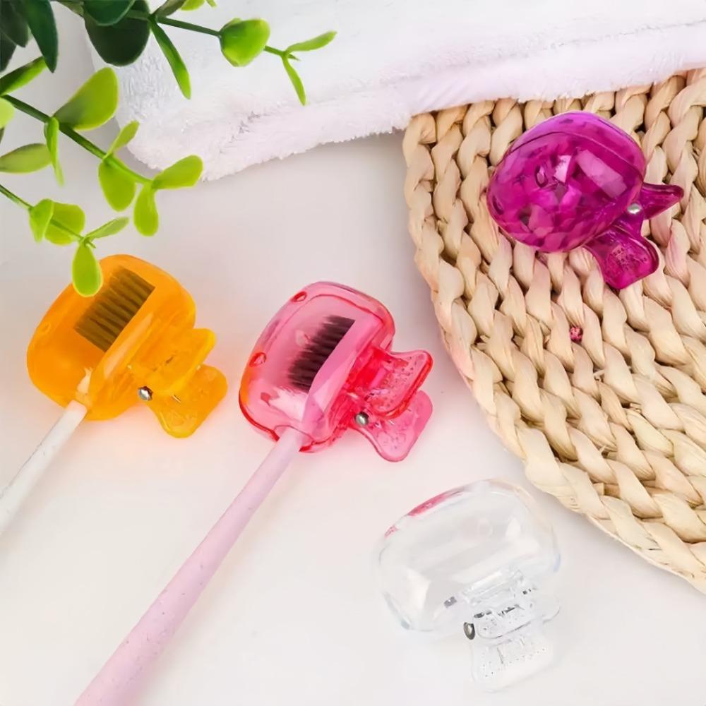 4pcs Portable Toothbrush Head Cover Plastic Protective Toothbrush Storage Rack for Bathroom Home Travel Outdoor Hiking Supplies