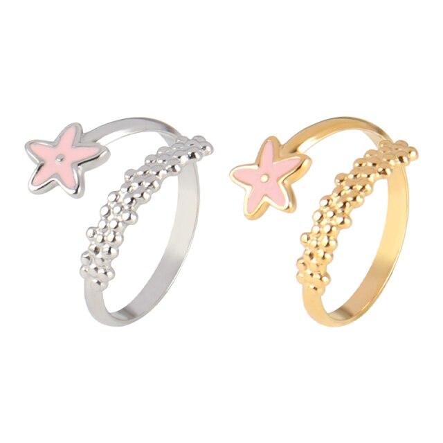 

Кольцо из нержавеющей стали для костяшек, регулируемые кольца для женщин, цветные кольца со звездами, модные свадебные украшения, подарок на День святого Валентина Resizable