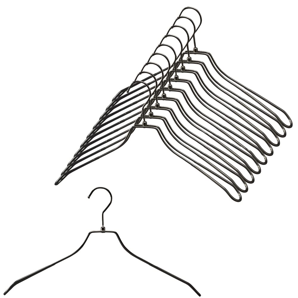 TAMATOSHI Double Steel 42cm with Set of Black Nickel Developed by a Retail Fixture Premium Ideal for and Hangers, Wide, Non-Slip Coating, 10, Plated,