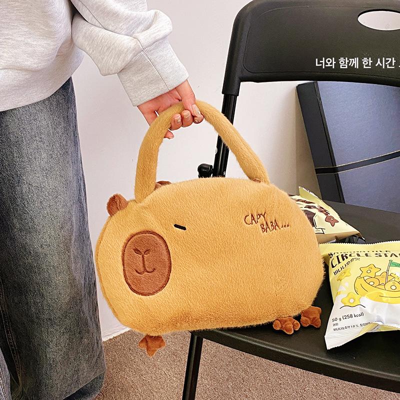 Niedliche Wasser-Meerschweinchen Plüschtasche Mädchen Herz weiche Mädchen Handtasche Kapibara Kordelzug Glückstüte Wechselgeldbeutel
