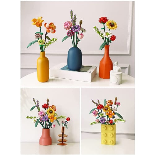 Creative Flower Bouquet Building Blocks Set, 547/568/456 Personal Artificial Flower Building Toys DIY Plant Structure Set (No Vase), Compatible with L