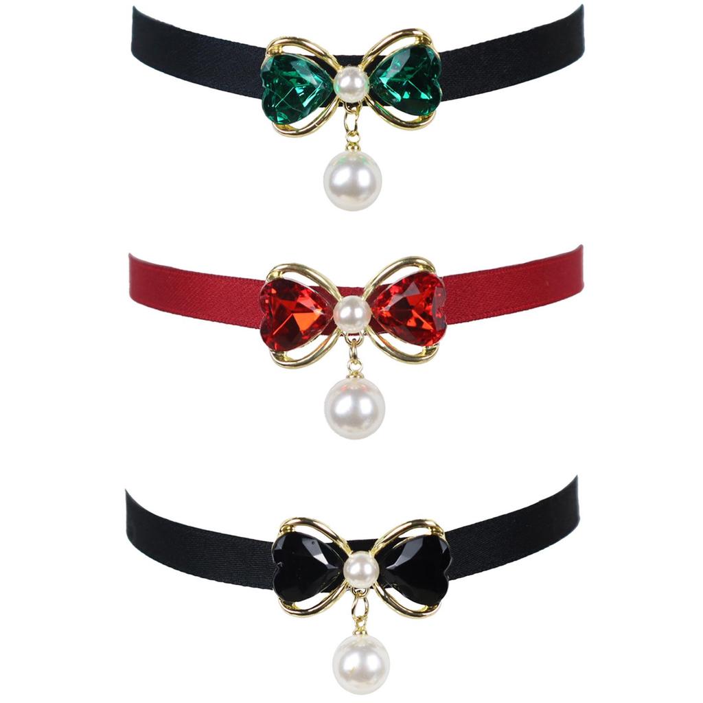 Kristall Schleife Perlen Anhänger Choker Halskette für Cocktailpartys