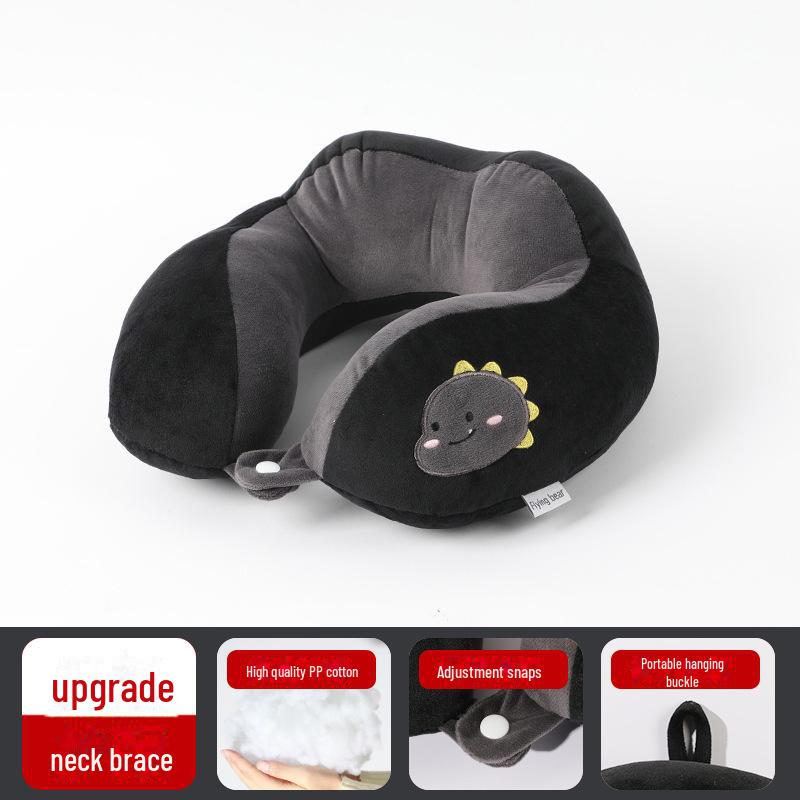 

Подушка для шеи U-образной формы с вышитым зеленым динозавром - PP Cotton Travel & Office Cervical Support Pillow