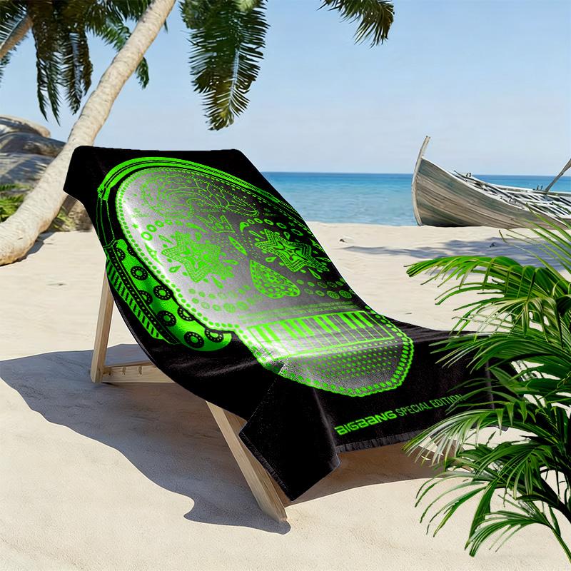 Big Bang: Icons Music Style Beach Towel Outdoor Camping Beach Absorbent Bath Towel Swim Seaside Beach Comfort Printing Travel and Vacation Towels