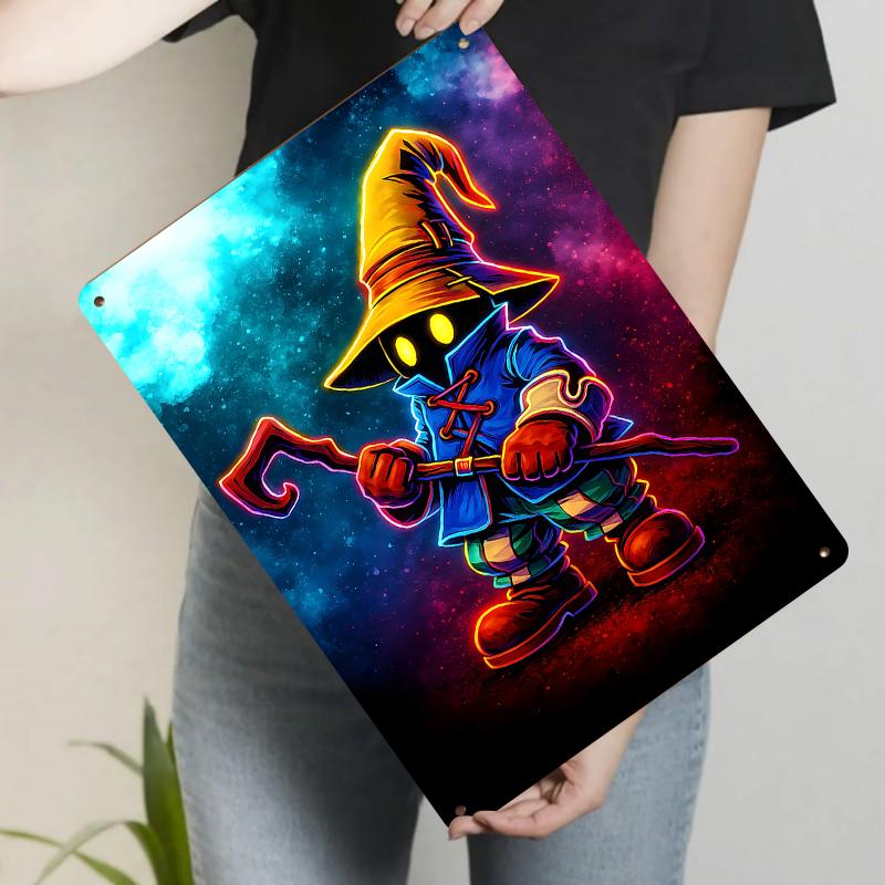 

Creative Wizard Neon Starry Sky Metal Tin Sign Living Room Bedroom Bar Wall Decor Art 20x30cm（7.8x11.8inch）
