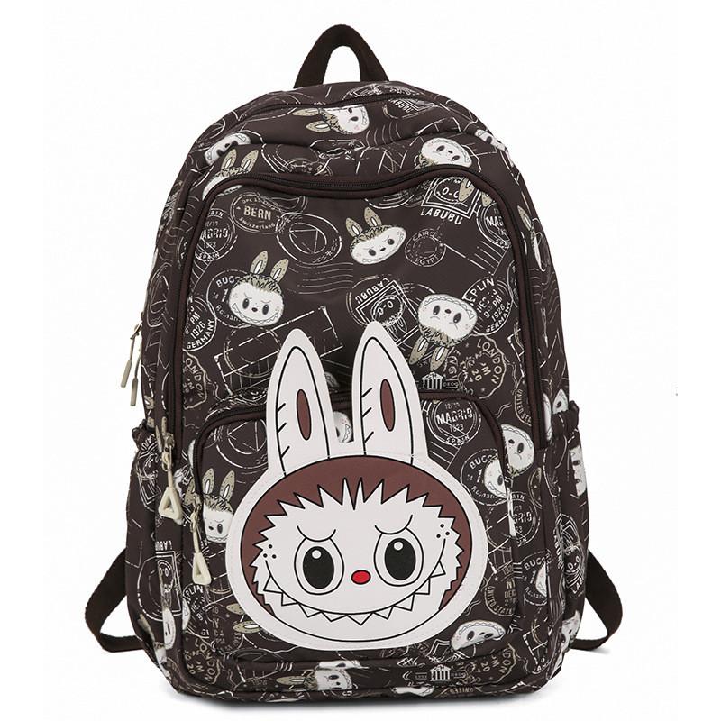 Trendy Large Capacity Anime Cartoon Backpack For Middle School Students Unisex In Pink Purple Black Blue Coffee