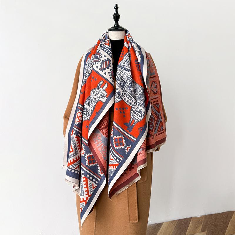 Travel Imitation Cashmere Ethnic Style Women'S Warm Scarf Cool Alpaca Print Fashionable And Elegant Shawl