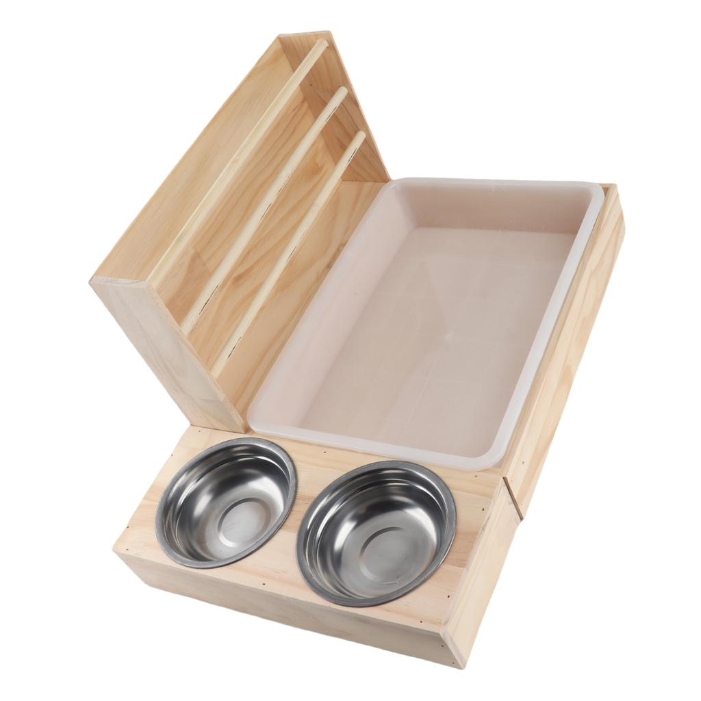 3 in 1 Rabbit Hay Feeder with Litter Box and 2 Bowls Animals Hay Manger Grass Food Rack for Guinea Pig
