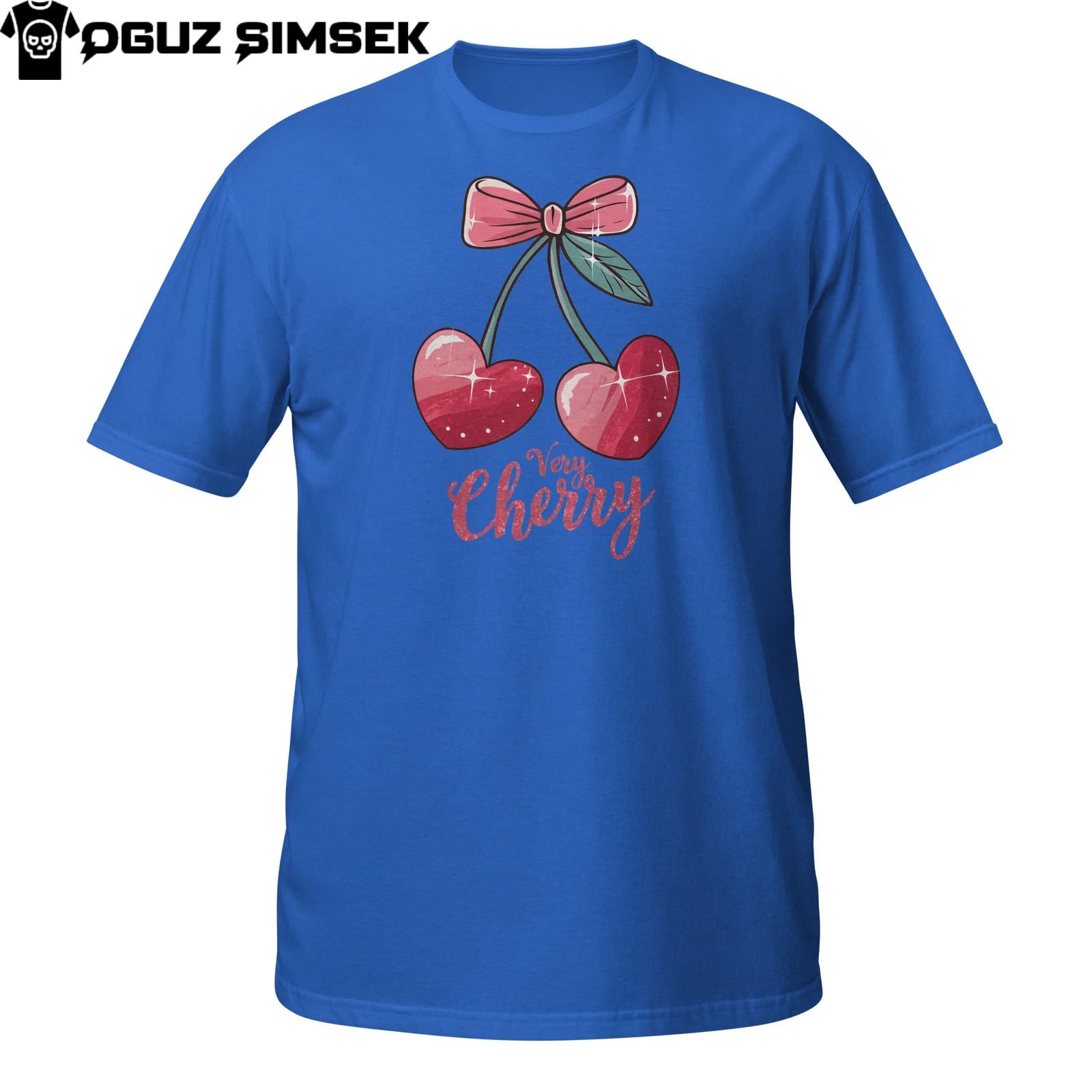 Very Cherry Cute Fruit T-Shirt Mens Womens Tees Top | Kawaii Bow Cherry Graphic Tee Aesthetic Tee 4XL