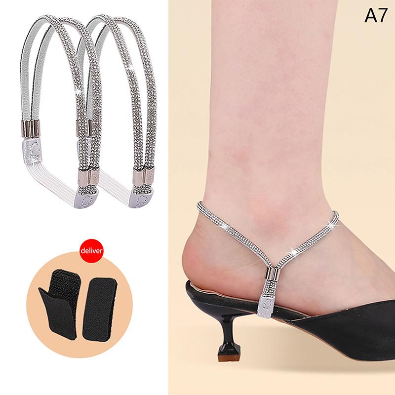1 Pair Women Shoeslaces For High Heels Shoes Decoration Buckle Lazy Shoelaces Elastic Band Anti Falling Heel Non-Slip Belt Strap