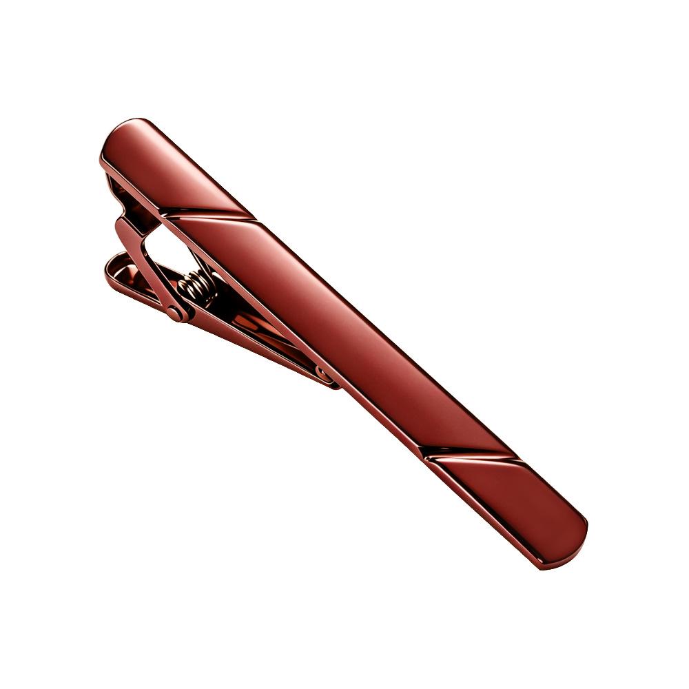 Men's Striped Electrophoretic Copper Tie Clip for Business Attire