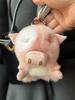 Cute Real Rex Rabbit Fur Pig Keychain Korean Ins Fluffy Real Fur Piggy Bag Charm Kawaii Plush Doll Pendant Gift for Women Girls