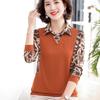 Middle Aged and Elderly Women's Fake Two-piece Base Shirts Women's Long Sleeved T-shirts Spring and Autumn