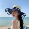 Bucket Hat Women'S Versatile Outdoor Leisure Beach Straw Hat Sun Protection Big Eaves Bow Shade Sun Hat
