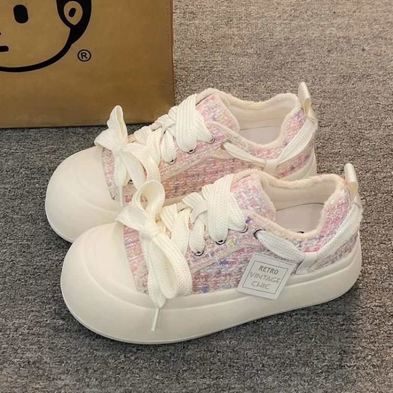 

Сяосянфэн детские белые кеды 2025 весна новинка популярная платформа парусиновые туфли туфли-хлебцы с юбками кеды женские 35 розовый