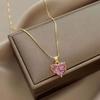 Pink Love Pendant Necklace New Simplicity Temperament Collarbone Chain Sweet Peach Heart Accessories