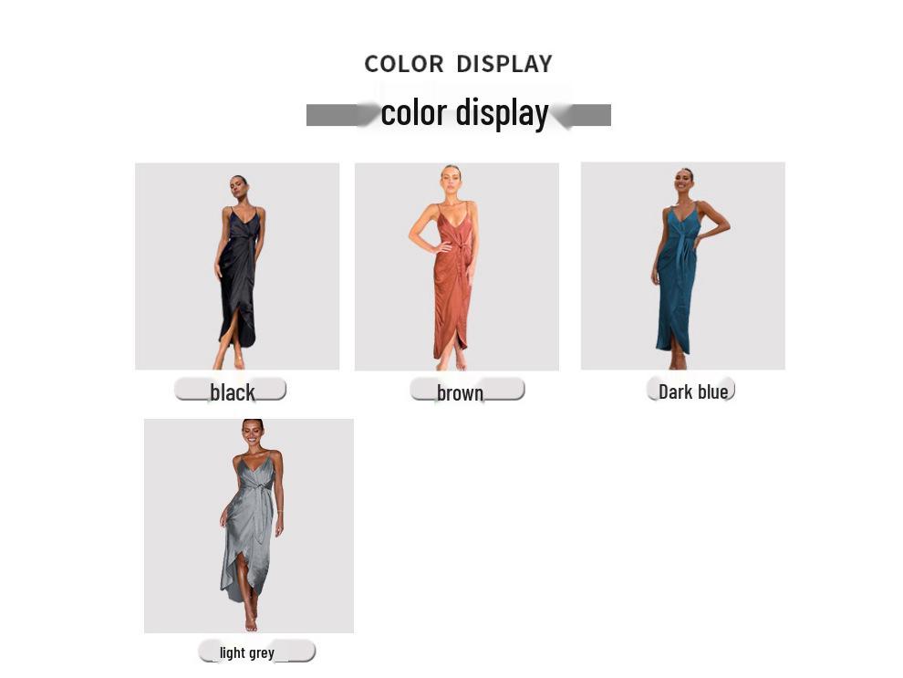 2024 Spring/Summer European and American Women's Solid Color Sling French High-End Dress