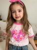 Girls T-Shirts Strawberry Sequin 3D Printed Summer Short Sleeve Tee Stripe Round Neck Loose Tops Streetwear Children's Clothing