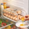 Rolling Egg Tray Double-layer Egg Storage Box Plastic Anti Slip Egg Storage Racks Space Saving Clear Egg Dispenser Refrigerator