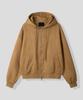Black Moment Faux Suede Hooded Zip-Up Jacket [Camel]