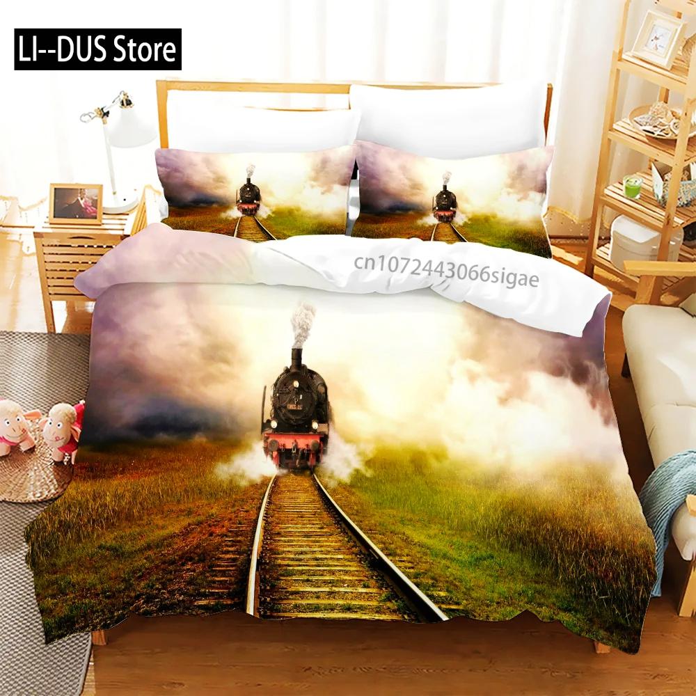 Train Bedding Sets Kids Duvet Cover Bed Set Soft Quilt Cover With Pillowcase Single Queen King Size Car Comforter Bedding Set