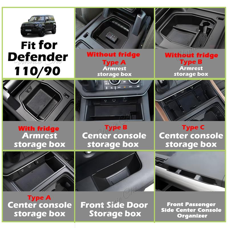 For Defender Center Storage Box Organizer For Land Rover Defender 90 110 Parts -2024 Armrest Compartment Tray Door Pocket