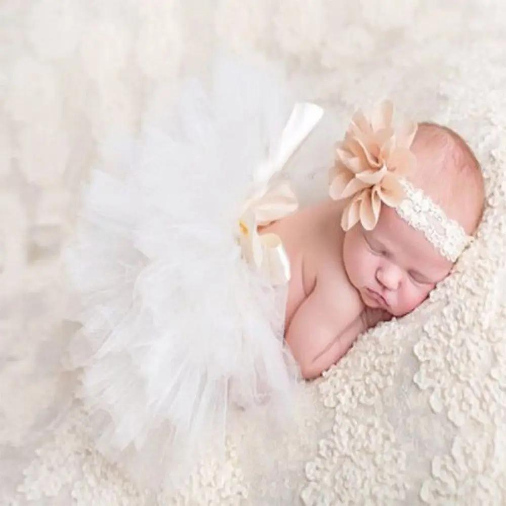 Infant Suit Headband Set Clothing Baby Girl Summer Dress Cute Princess Newborn Outfit Costume Photography Props Accessories
