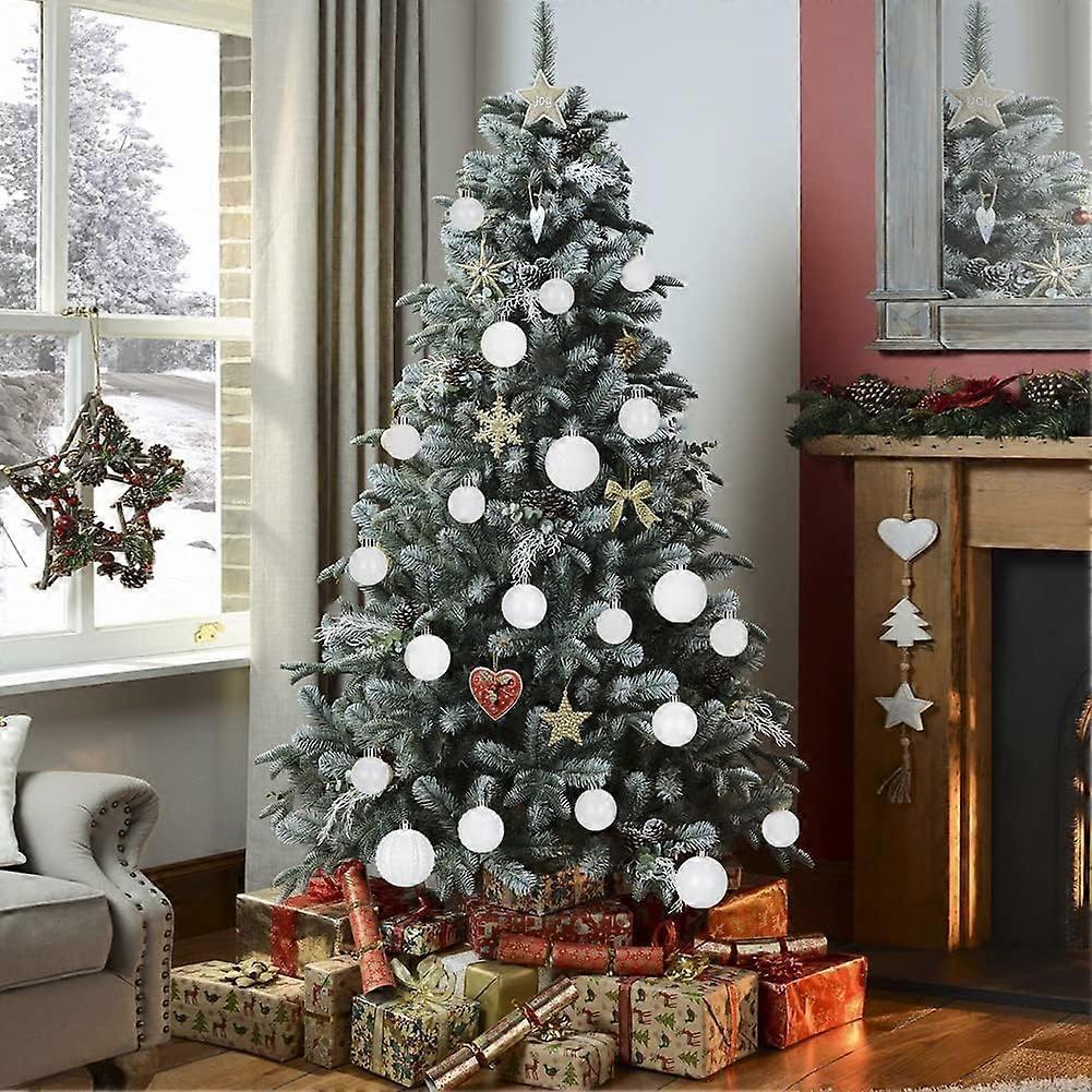 100pcs Christmas Baubles Shatterproof Balls Christmas Tree Decoration Ornaments for Xmas Hanging Decorations (White)
