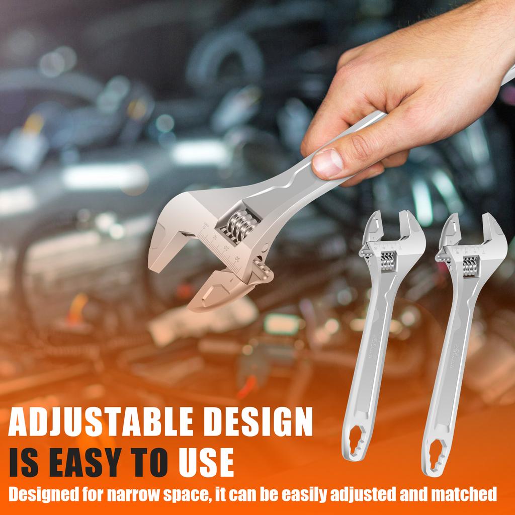 Adjustable Wrench Large Opening Car Spanner Wrenches Wide Jaw Steel Spanner Wrenches Shank Plumb Maintenanc Installation Tool