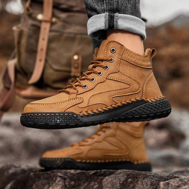 Handmade Genuine Leather Boots Men Shoes Comfortable Ankle Boots For Men Casual Shoes Outdoor Tooling Shoes