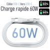 2x Câble USB-C vers USB-C 60W pour Xiaomi 15 14 Ultra, Xiaomi 14T-14T Pro, Xiaomi 13 13T 13T Pro 12-12T - Blanc 1M