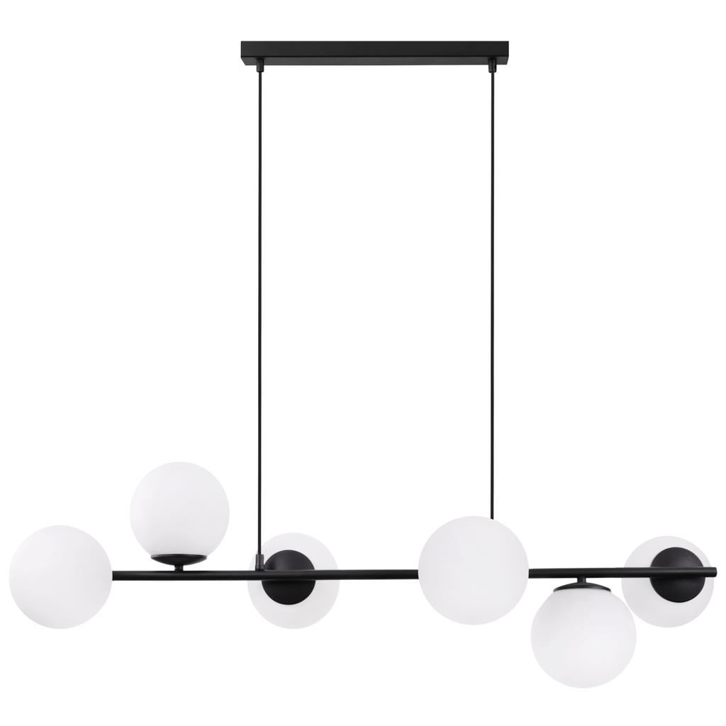 Siena Black Hanging Lamp 6-Bulb White Lampshade E14